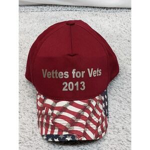 Vettes for‎ Vets American Flag Hat Red Chevy Chevrolet Corvette Snap 2013 NWOT